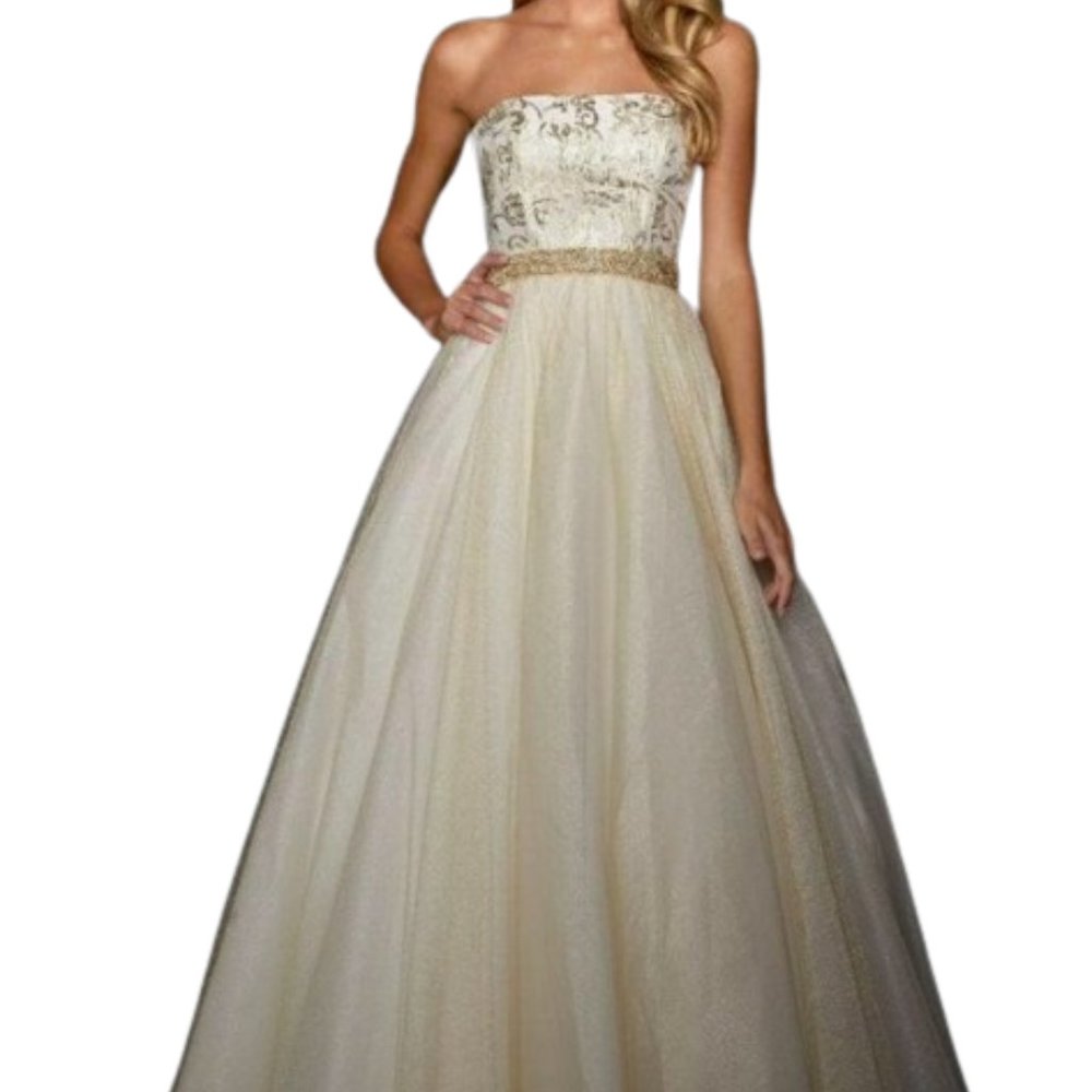 Sherri Hill 53256 Ball Gown Blush Gold size 10